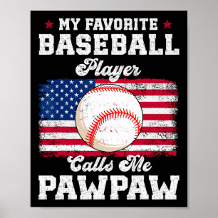 Affiche Joueur de baseball préféré m'appelle Pawpaw Flag F
