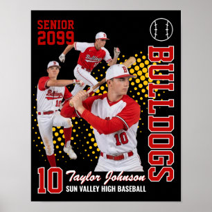 Affiche Joueur de baseball senior Collage de photos person