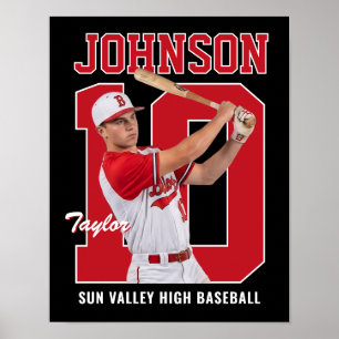 Affiche Joueur de baseball senior numéro photo personnalis