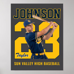 Affiche Joueur de baseball senior numéro photo personnalis