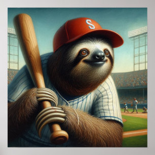 Affiche Joueur de baseball Sloth