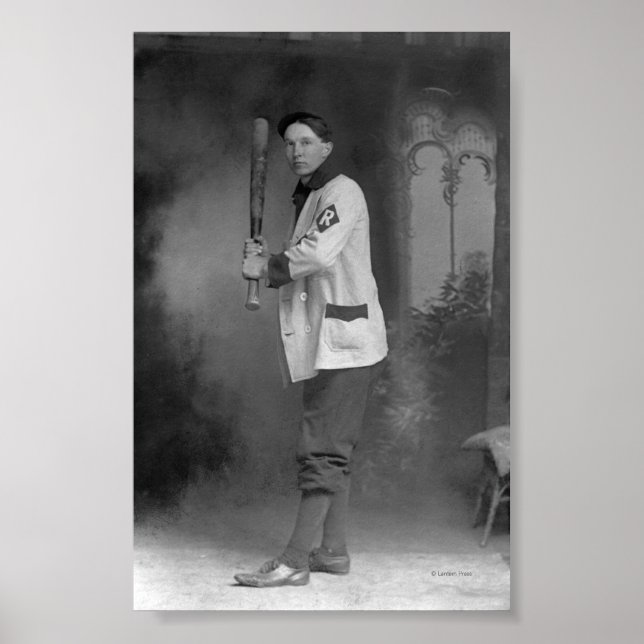 Affiche Joueur de baseball tenant Bat (Devant)