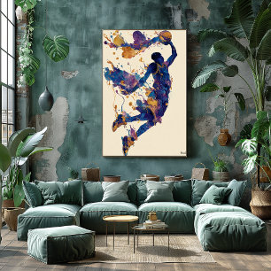 Affiche Joueur de basket-ball à l'encre fluide abstraite –
