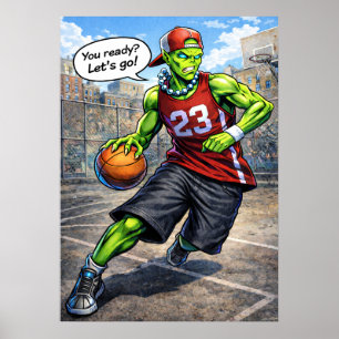 Affiche Joueur de basket-ball Alien Urbain - Illustration 