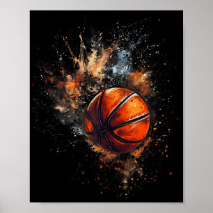 Affiche Joueur de basket-ball Aquarelle Dessin Ar