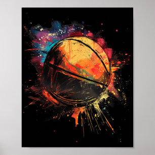 Affiche Joueur de basket-ball Aquarelle Dessin Ar