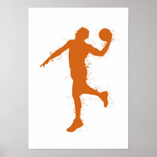 Affiche Joueur de basket-ball - Aquarelle sur fond blanc