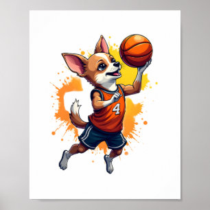 Affiche Joueur de basket-ball Chihuahua Sport Dunk Copie