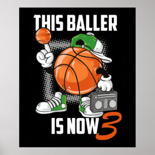 Affiche Joueur de basket-ball de 3e anniversaire Fundy 3 a