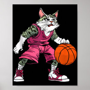 Affiche Joueur de basket-ball de chat _ Débardeur de baske