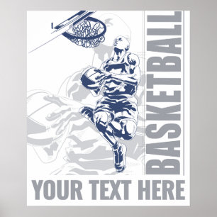 Affiche Joueur de basket-ball de texte personnalisé