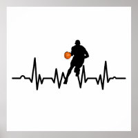 Joueur de basket-ball dribbling hearbeat