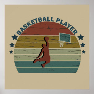 Affiche Joueur de basket-ball rétro slam dunk