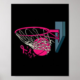 Affiche Joueur de basket-ball rose Ruban Cancer du sein Pr
