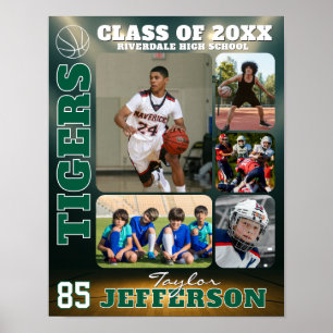 Affiche Joueur de basket-ball scolaire Collage de photos a
