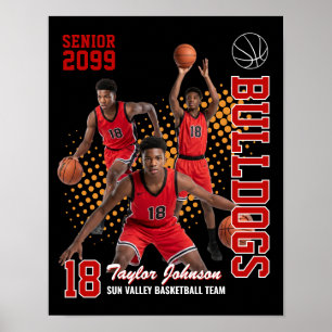 Affiche Joueur de basket-ball senior Collage de photos per