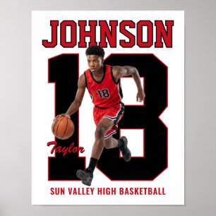 Affiche Joueur de basket-ball senior Numéro Photo personna