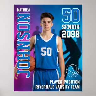 Affiche Joueur de basket-ball senior Photo personnalisée S