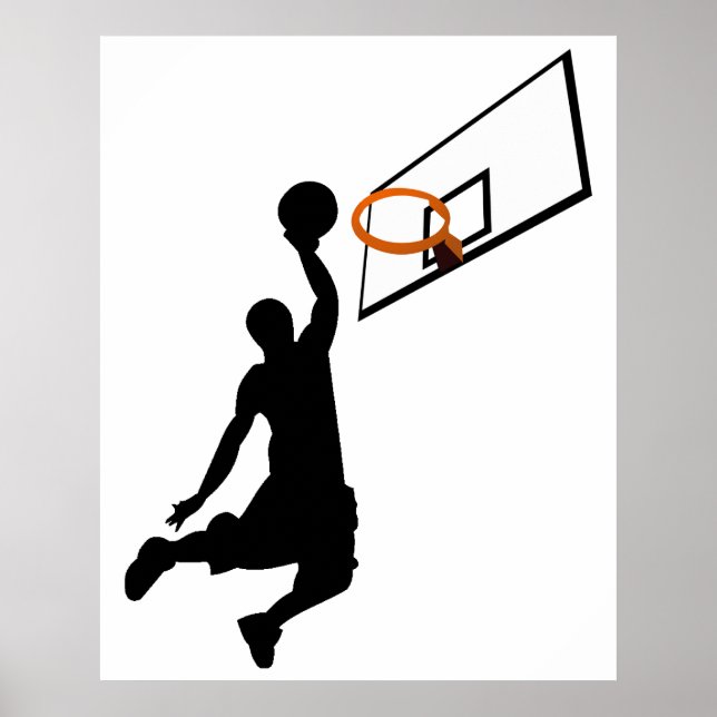 Affiche Joueur de basket-ball Silhouette Slam Dunk (Devant)