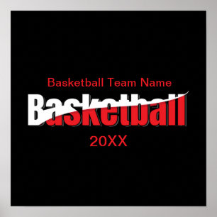 Affiche Joueur de basket-ball Swish Abstrait - Word Art