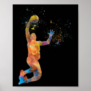 Affiche Joueur De Basket En Aquarelle Jouant