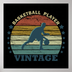 Affiche joueur de basket vintage