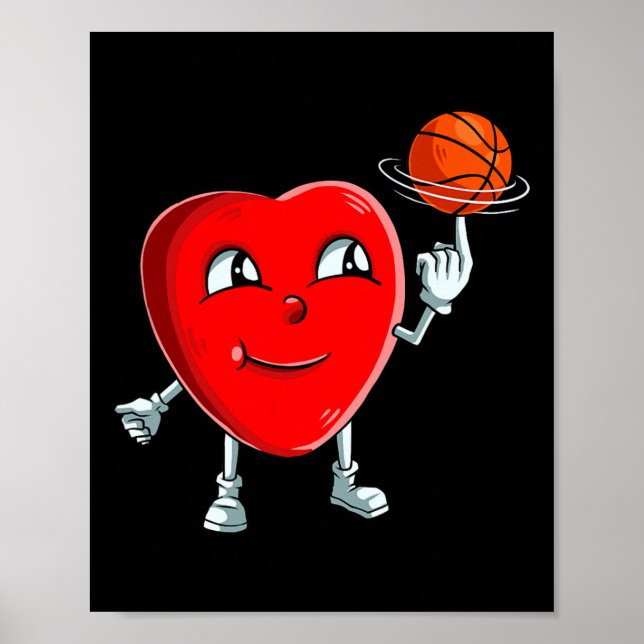 Affiche Joueur de basketball de coeur Valentines Jour Mign (Devant)