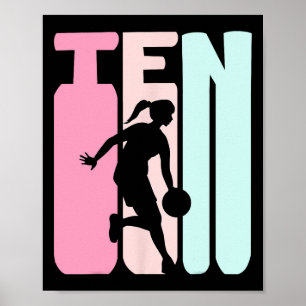 Affiche Joueur de basketball rétro 10e anniversaire 10 ans