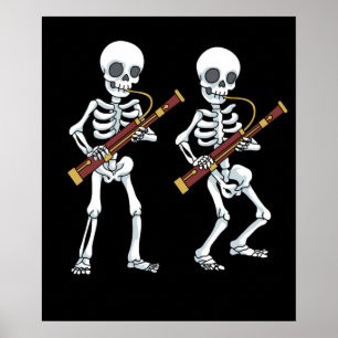 Affiche Joueur de bassooniste de Skeleton Bassoon