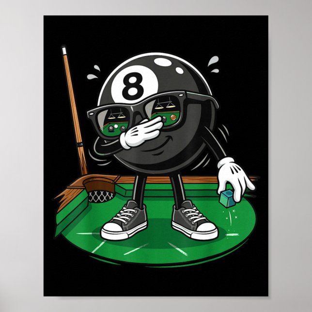 Affiche Joueur de billard 8 ball amusing se dabbant équipe (Devant)