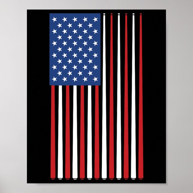 Affiche Joueur de billard américain Drapeau Bâtons de la p (Devant)