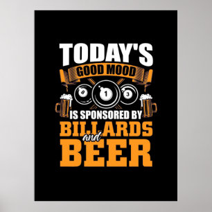 Affiche Joueur de billard   Aujourd'Hui Billard Et Bière