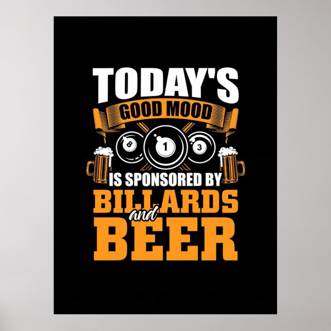 Affiche Joueur de billard | Aujourd'Hui Billard Et Bière (Devant)