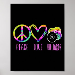 Affiche Joueur de billard Ball Tie Dye Girl Retro Vint