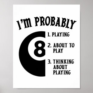 Affiche Joueur de billard de 8 balles cadeau de nouveauté