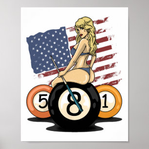 Affiche Joueur de billard de 8 balles Joueur de billard de