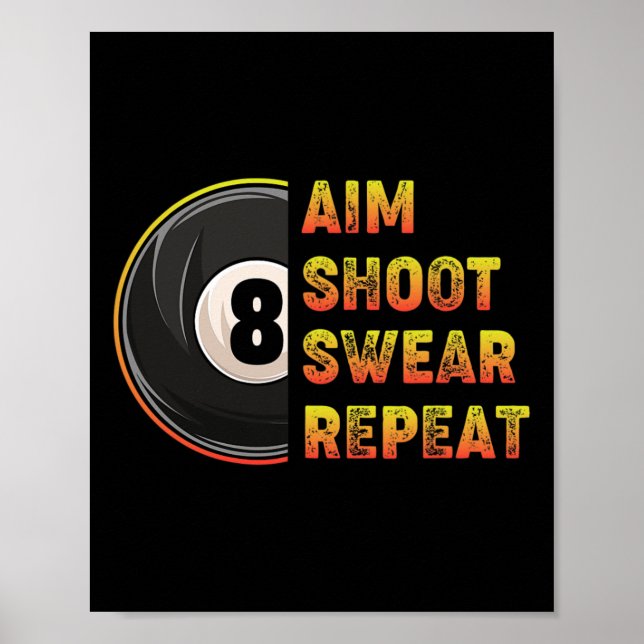 Affiche Joueur de billard de but de tir de répétition de b (Devant)