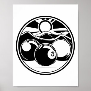 Affiche Joueur de billard de dessin