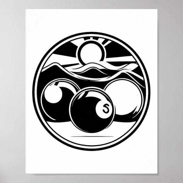 Affiche Joueur de billard de dessin (Devant)