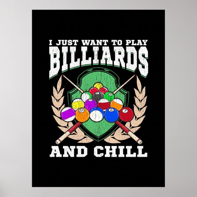 Affiche Joueur de billard | Jouer Billard Et Chaleur (Devant)