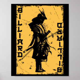 Affiche Joueur de billard Samurai Japon guerrier Snooker P