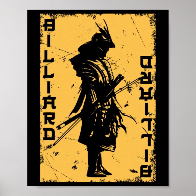 Affiche Joueur de billard Samurai Japon guerrier Snooker P (Devant)