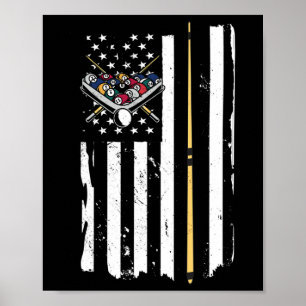 Affiche Joueur de billard Vintage américain drapeau pour W