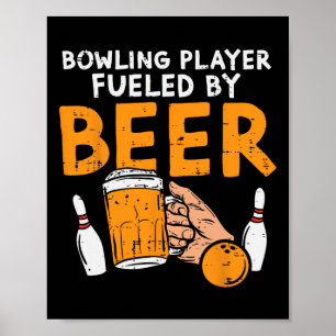 Affiche Joueur de bowling alimenté amusant Joueur de bowle