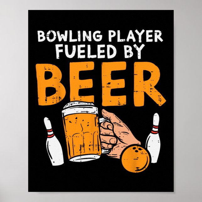 Affiche Joueur de bowling alimenté amusant Joueur de bowle (Devant)