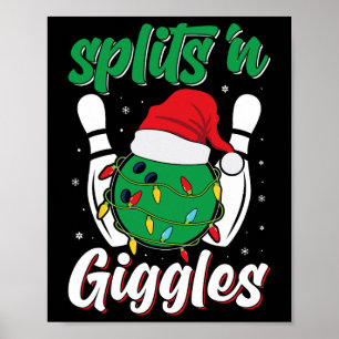 Affiche Joueur de bowling Fun Splits n Giggles Noël Bowl