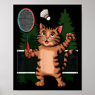 Affiche Joueur de chats Volant de badminton Lecteur Lover 