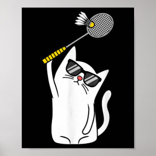 Affiche Joueur de chats Volant de badminton Lecteur Lover