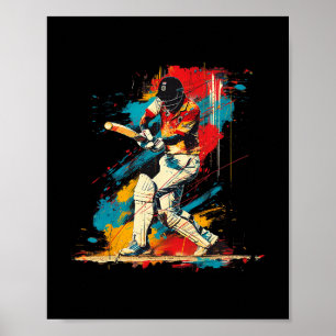 Affiche Joueur de cricket artiste sur le cricket d'art abs