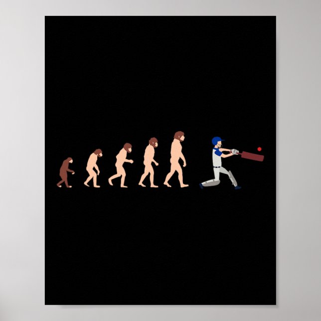 Affiche Joueur de cricket drôle de théorie de l'évolution  (Devant)